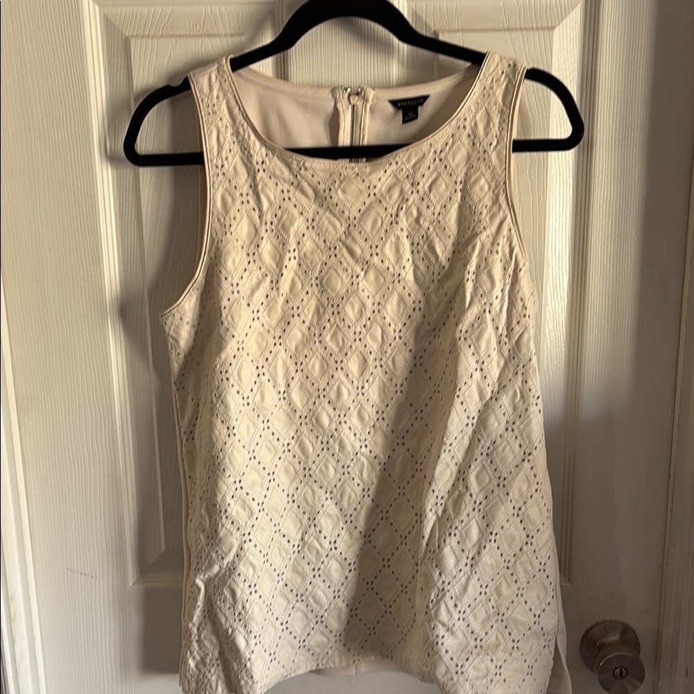 Ann Taylor Cream Tank Top with Textured Design